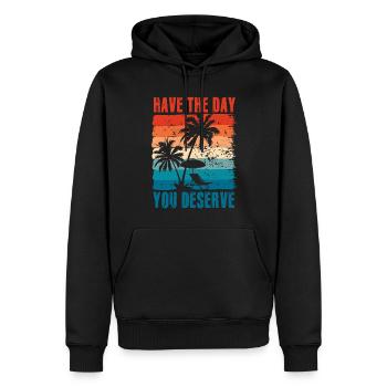 Passez la journée que vous méritez - Sweat à capuche Premium bio Homme - noir - Devant - Nico (187cm)