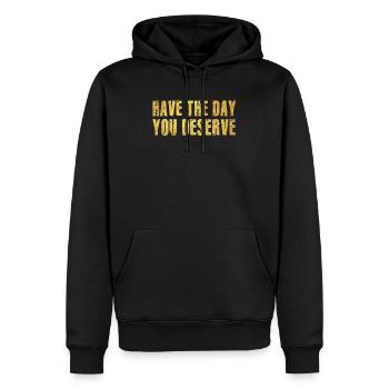 Passez la journée que vous méritez - Sweat à capuche Premium bio Homme - noir - Devant - Nico (187cm)