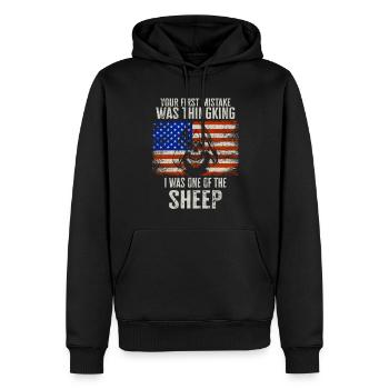 Your first Mistake was thinking I was a Sheep - Men’s Premium Organic Hoodie - black - Front - Nico (187cm)