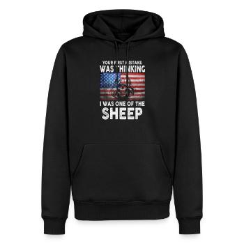 Your first Mistake was thinking I was a Sheep - Men’s Premium Organic Hoodie - black - Front - Nico (187cm)