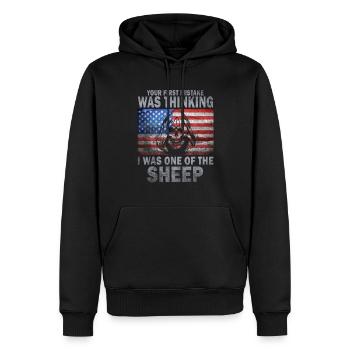 Your first Mistake was thinking I was a Sheep - Männer Premium Bio Hoodie - Schwarz - Vorne - Nico (187cm)