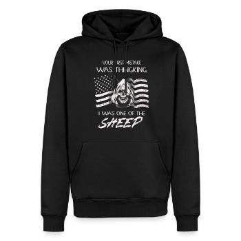 Your first Mistake was thinking I was a Sheep - Men’s Premium Organic Hoodie - black - Front - Nico (187cm)