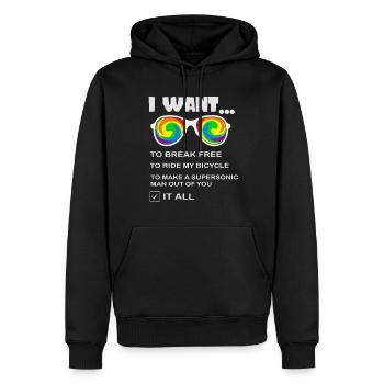 I Want To Break Free Ride My Bicycle - Männer Premium Bio Hoodie - Schwarz - Vorne - Nico (187cm)