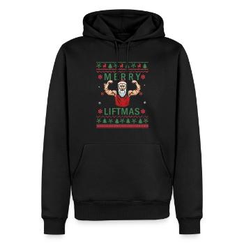 Merry Liftmas - Christmas Bodybuilder Gym Workout - Männer Premium Bio Hoodie - Schwarz - Vorne - Nico (187cm)