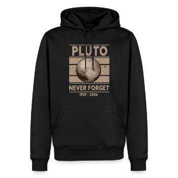 Never Forget Pluto Design Retro Style Funny Space - Männer Premium Bio Hoodie - Schwarz - Vorne - Nico (187cm)