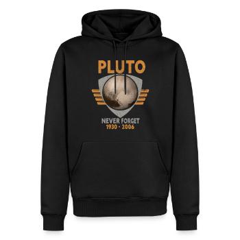 Never Forget Pluto Design Retro Style Funny Space - Männer Premium Bio Hoodie - Schwarz - Vorne - Nico (187cm)