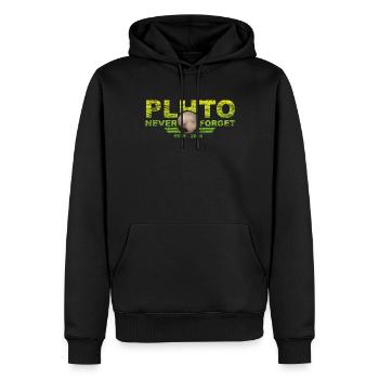 Never Forget Pluto Design Retro Style Funny Space - Männer Premium Bio Hoodie - Schwarz - Vorne - Nico (187cm)