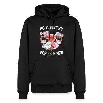 Pas de pays pour les vieillards utérus floral féministe - Sweat à capuche Premium bio Homme - noir - Devant - Nico (187cm)