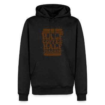 Half Coffee Half Teacher - Männer Premium Bio Hoodie - Schwarz - Vorne - Nico (187cm)