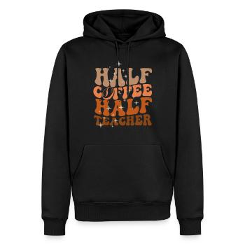 Half Coffee Half Teacher - Männer Premium Bio Hoodie - Schwarz - Vorne - Nico (187cm)
