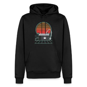 Walkman Retro Sunset 80s 90s Tenue Fan de musique - Sweat à capuche Premium bio Homme - noir - Devant - Nico (187cm)