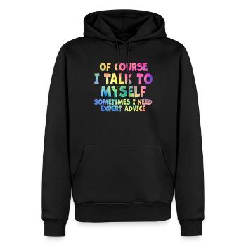 Bien sûr, je me parle à moi-même parfois. J’ai besoin - Sweat à capuche Premium bio Homme - noir - Devant - Nico (187cm)