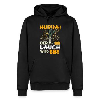 Hurra! Der Lauch Wird 18! Volljährig Endlich - Männer Premium Bio Hoodie - Schwarz - Vorne - Nico (187cm)