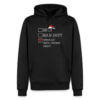 Nice Naughty Innocent Until Proven Guilty - Männer Premium Bio Hoodie - Schwarz - Vorne - Nico (187cm)