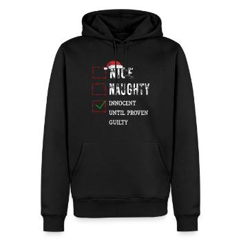 Nice Naughty Innocent Until Proven Guilty - Männer Premium Bio Hoodie - Schwarz - Vorne - Nico (187cm)