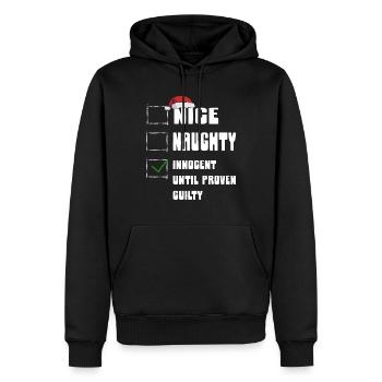 Nice Naughty Innocent Until Proven Guilty - Männer Premium Bio Hoodie - Schwarz - Vorne - Nico (187cm)