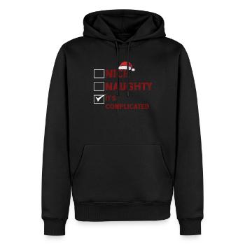Nice Naughty C’est compliqué Liste de Noël Père Noël - Sweat à capuche Premium bio Homme - noir - Devant - Nico (187cm)