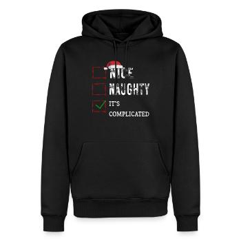 Nice Naughty C’est compliqué Liste de Noël Père Noël - Sweat à capuche Premium bio Homme - noir - Devant - Nico (187cm)
