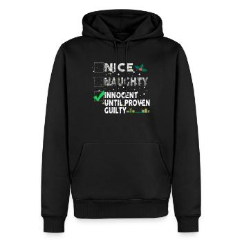 Nice Naughty Innocent Until Proven Guilty - Männer Premium Bio Hoodie - Schwarz - Vorne - Nico (187cm)
