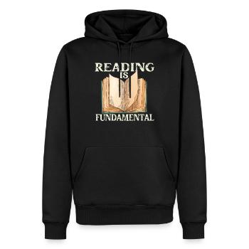 La lecture est fondamentale - Sweat à capuche Premium bio Homme - noir - Devant - Nico (187cm)