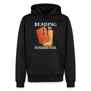 La lecture est fondamentale - Sweat à capuche Premium bio Homme - noir - Devant - Nico (187cm)