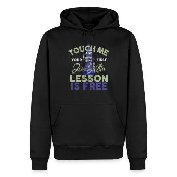Touchez-moi et votre première leçon de Jiu Jitsu est gratuite - Sweat à capuche Premium bio Homme - noir - Devant - Nico (187cm)