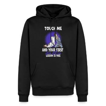 Touchez-moi et votre première leçon de Jiu Jitsu est gratuite - Sweat à capuche Premium bio Homme - noir - Devant - Nico (187cm)