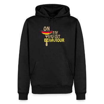 I Am On My Wurst Behavior - Männer Premium Bio Hoodie - Schwarz - Vorne - Nico (187cm)