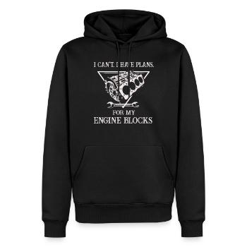 Ich kann keine Pläne für meine Motorblöcke Vintage haben - Männer Premium Bio Hoodie - Schwarz - Vorne - Nico (187cm)