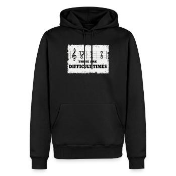 These Are Difficult Times Funny Music Pun - Men’s Premium Organic Hoodie - black - Front - Nico (187cm)