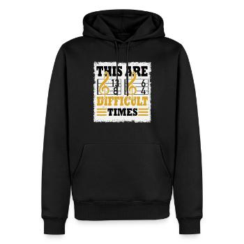 Ce sont des temps difficiles jeu de mots amusant - Sweat à capuche Premium bio Homme - noir - Devant - Nico (187cm)