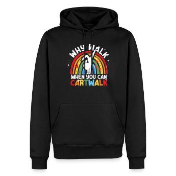 Warum laufen, wenn Sie Wagenrad-Gymnastik können - Männer Premium Bio Hoodie - Schwarz - Vorne - Nico (187cm)