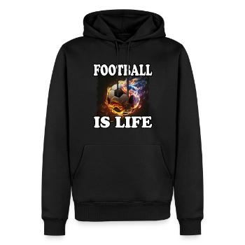 Le football est la vie Football Flammes de feu - Sweat à capuche Premium bio Homme - noir - Devant - Nico (187cm)