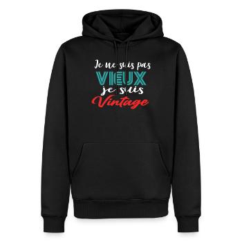 Je suis pas Vieux, je suis Retro ,drole Grand-père - Sweat à capuche Premium bio Homme - noir - Devant - Nico (187cm)