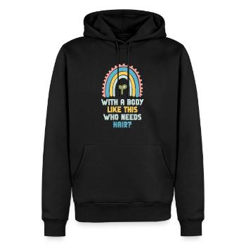 With A Body Like This Who Needs Hair - Men’s Premium Organic Hoodie - black - Front - Nico (187cm)