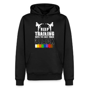 Keep Training Until The Belt Turns Black - Men’s Premium Organic Hoodie - black - Front - Nico (187cm)