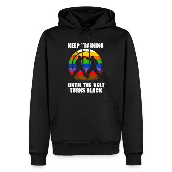 Keep Training Until The Belt Turns Black - Men’s Premium Organic Hoodie - black - Front - Nico (187cm)