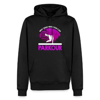 Street Acrobat Why Walk When You Can Parkour - Men’s Premium Organic Hoodie - black - Front - Nico (187cm)