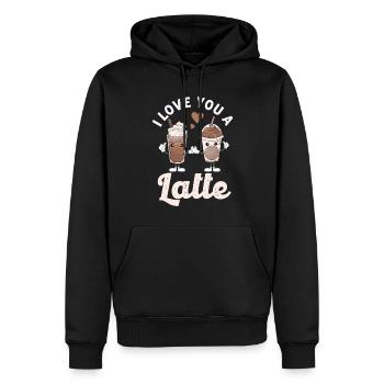 Je t’aime un latte - Sweat à capuche Premium bio Homme - noir - Devant - Nico (187cm)