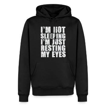 Je ne dors pas, je repose juste mes yeux - Sweat à capuche Premium bio Homme - noir - Devant - Nico (187cm)