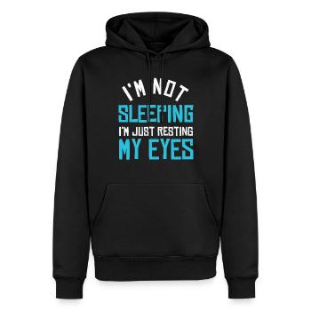 Je ne dors pas, je repose juste mes yeux - Sweat à capuche Premium bio Homme - noir - Devant - Nico (187cm)