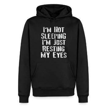 Je ne dors pas, je repose juste mes yeux - Sweat à capuche Premium bio Homme - noir - Devant - Nico (187cm)