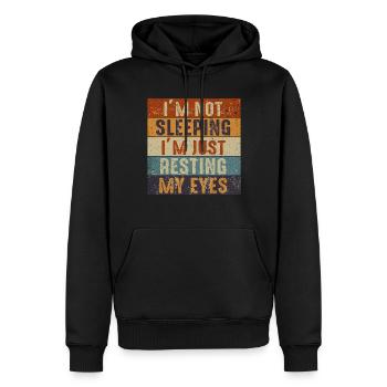 Je ne dors pas, je repose juste mes yeux - Sweat à capuche Premium bio Homme - noir - Devant - Nico (187cm)