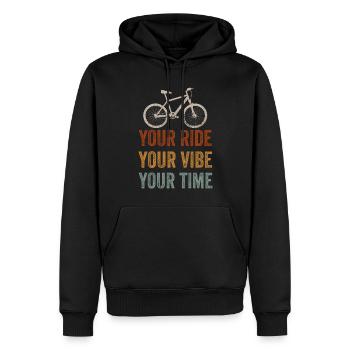 VTT Votre Balade Your Vibe Votre Temps - Sweat à capuche Premium bio Homme - noir - Devant - Nico (187cm)