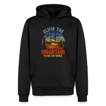 Escaladez la montagne pour voir le monde - Sweat à capuche Premium bio Homme - noir - Devant - Nico (187cm)