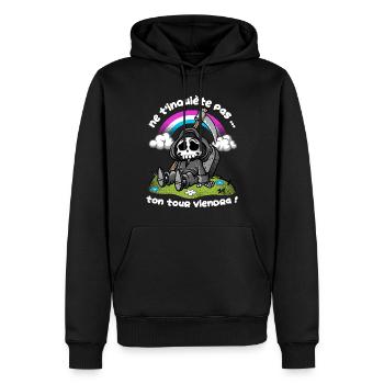 Sarcastique - Sweat à capuche Premium bio Homme - noir - Devant - Nico (187cm)