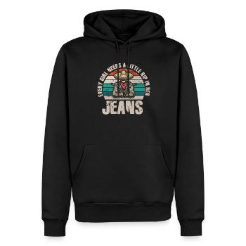Chaque fille a besoin d’une petite déchirure dans son jean - Sweat à capuche Premium bio Homme - noir - Devant - Nico (187cm)