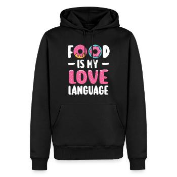 Essen ist meine Liebessprache - Männer Premium Bio Hoodie - Schwarz - Vorne - Nico (187cm)