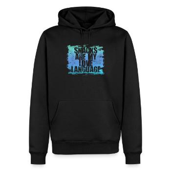 Snacks sind meine Liebessprache - Männer Premium Bio Hoodie - Schwarz - Vorne - Nico (187cm)