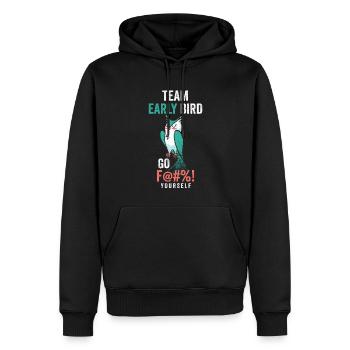 L’équipe Early Bird Go F... Toi-même - Sweat à capuche Premium bio Homme - noir - Devant - Nico (187cm)